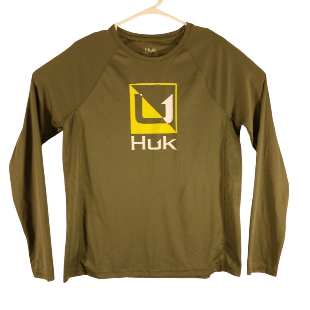 Huk Men's Olive Green Long Sleeve Shirt